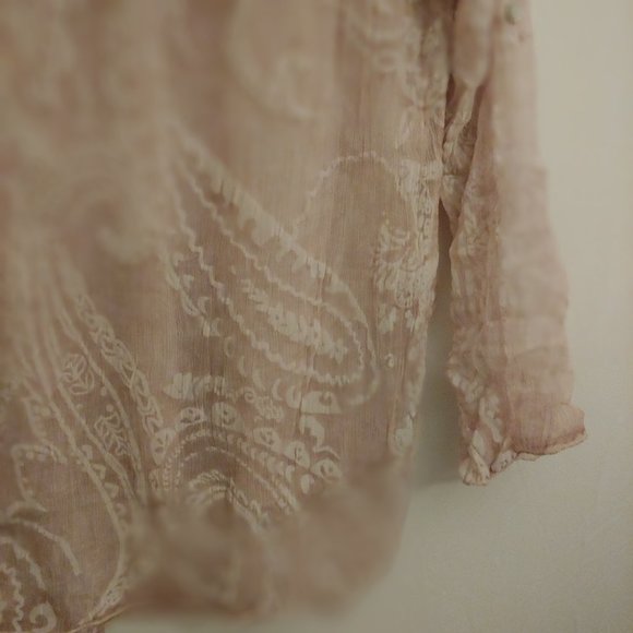 Scandal by Italy 100% silk blush colored tunic Size M/L L-Sleeve or roll tab - Picture 14 of 15